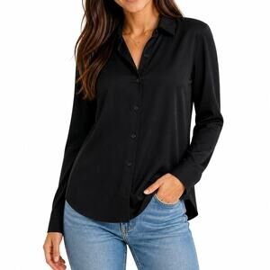 Cellecci Long-sleeve Button-up Blouse Black